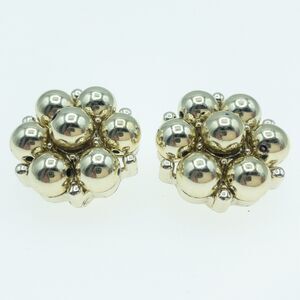 Vintage Lisner Gold Tone Beaded Cluster Clip-On Earrings 1950s Signed Retro